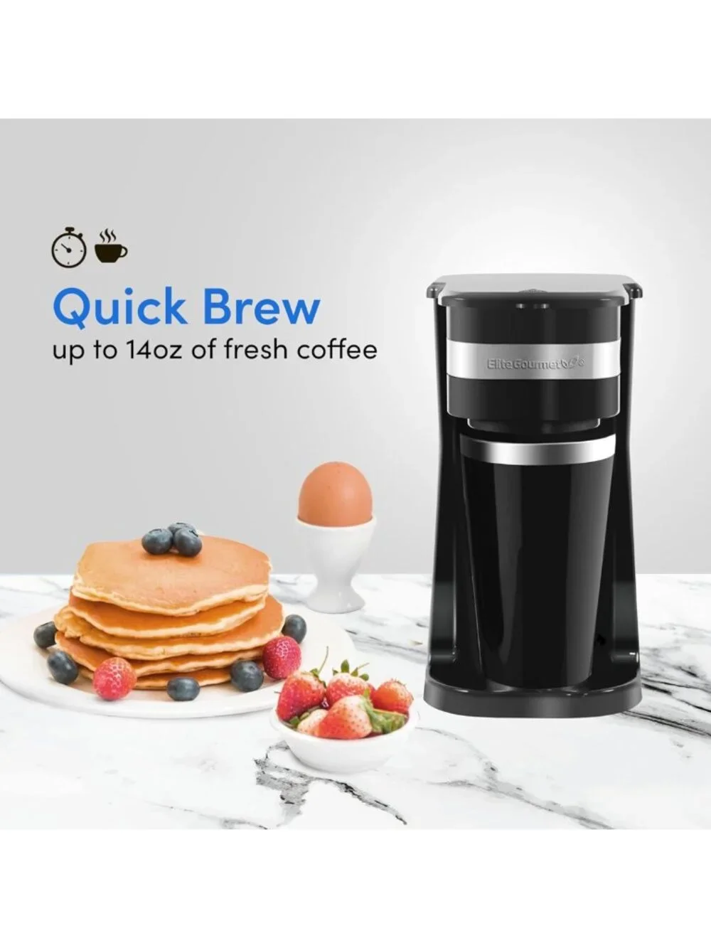Compact Single-Serve Coffee Maker - Personal Brew Machine, Fast & Easy, Black